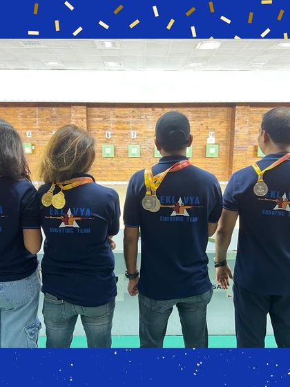 A look back at our team's success. Our shooters proudly wearing their medals from the 12th Karnataka State Shooting Championship.
