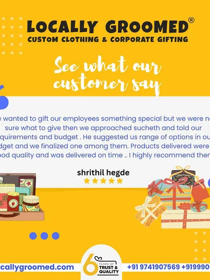 "He suggested a range of options in our budget...Products delivered were of good quality and on time." This review from Shrithil Hegde speaks to our collaborative approach and commitment to quality.