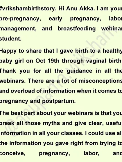 This testimonial highlights how my webinars break down myths and provide clear, useful information for every stage, from conception to breastfeeding.