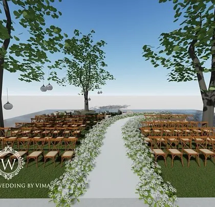 This is where the magic begins. We provide every client with detailed 3D renders like this one, allowing you to visualize your event and work with us to perfect every detail before the big day.