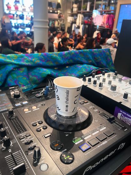 A cup of chai on the decks. A little piece of home, no matter where in the world I'm playing. This was at a cool in-store set.