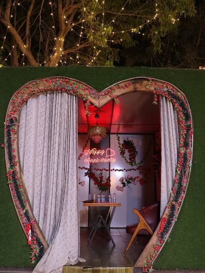 Celebrating another year together? I can arrange this special anniversary setup inside our heart-shaped cabana. The neon sign and floral details make for a beautiful surprise and a great photo opportunity.