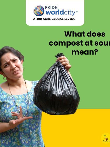 We often see this image: a confused person holding a black bag of mixed garbage. This is the problem we are trying to solve. 'Compost at source' is the simple, powerful solution.