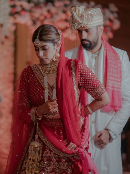 The couple during the Pheras, a solemn and beautiful ritual.