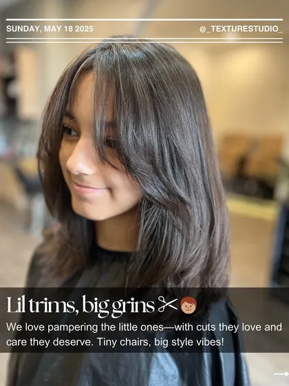 Lil trims, big grins. I love pampering the little ones with cuts they love and care they deserve. Tiny chairs, big style vibes.
