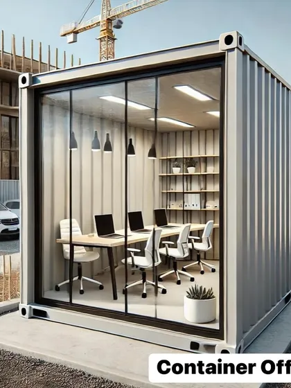 This glass-fronted container office offers a sleek and professional look. It's an ideal solution for a client-facing site office or a modern sales gallery.
