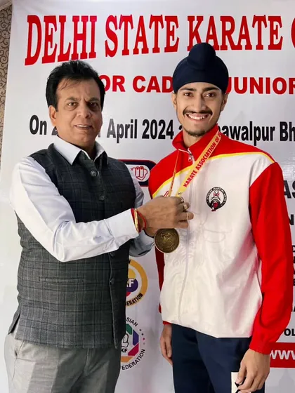 Receiving my 5th consecutive Delhi State gold medal. This consistent success is built on a foundation of disciplined training and a refusal to become complacent.