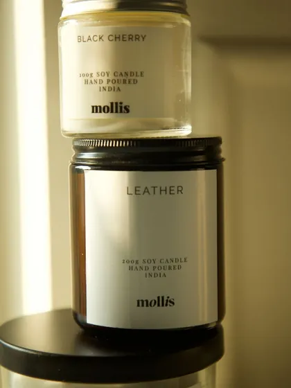 The 200g amber jar candle is ideal for a bedroom, while the 100g is great for travel.