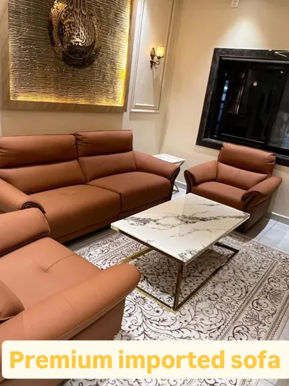 This is what I mean by quality you can trust. This premium imported leatherette sofa set, complete with a marble-top coffee table, was delivered and set up for a client in Hyderabad. You get the full, luxurious look without any compromises.