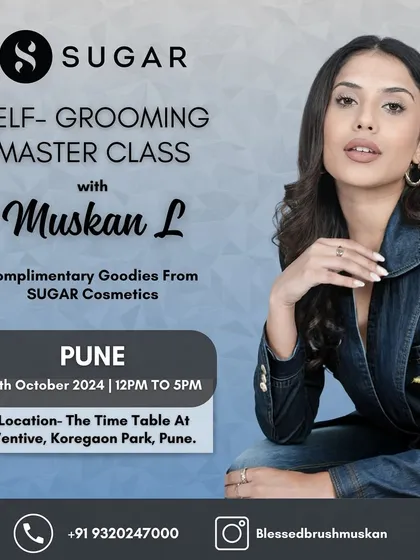 Announcing my self-grooming masterclass in Pune! This poster has all the info you need to join me and learn how to ace your festive makeup looks.