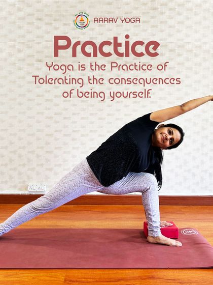 "Yoga is the practice of tolerating the consequences of being yourself." This image of a student using a block for support in Parsvakonasana (Side Angle Pose) highlights our belief in using tools to meet your body where it is.