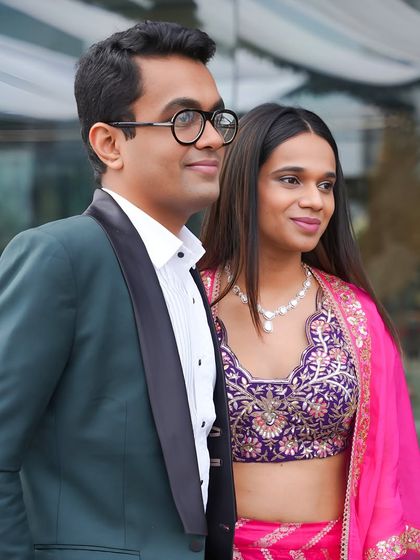 A full look of our deep green tuxedo, showcasing its sleek silhouette and modern appeal. It's a daring choice that guarantees you'll stand out in the best way possible.