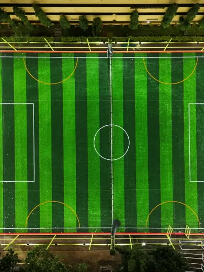 A bird's eye view of your next playground. Our pristine, well lit football turfs are ready for your next match, day or night. Come experience the difference quality facilities make.