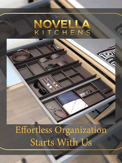 It's all in the details. This custom organizer drawer is designed for effortless organization, with dedicated compartments for watches, belts, ties, and accessories. Every item has its place, making your morning routine smoother.