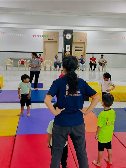 Instruction is key to building a strong foundation. A coach guides our toddler batch at the Thakur Village branch, ensuring each child understands the basics of movement and positioning in a clear and encouraging way.