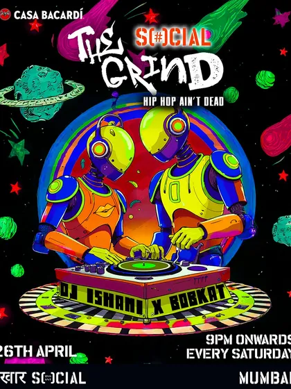 The flyer for an April edition of The Grind, promising to be the spot to cool down from the summer heat.