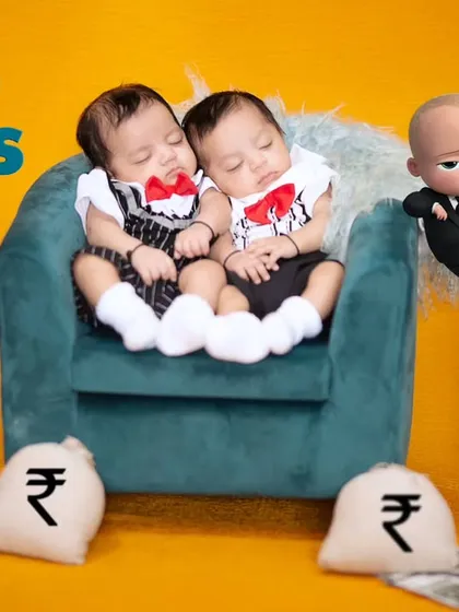 The Boss Babies have arrived. This fun, edited photo places the sleeping twins right into their animated world, complete with money bags and briefcases.