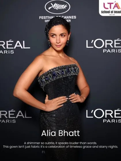 Alia Bhatt's look at Cannes 2025 was a celebration of timeless grace. The subtle shimmer and refined styling speak louder than words, demonstrating the power of understated elegance that we study at LTA.