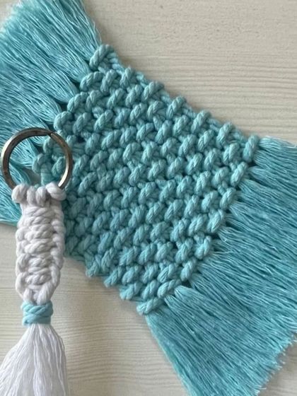 This gift set includes a teal coaster and a white and teal keychain, showing how you can mix and match my products.