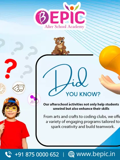 Did you know that after school activities help students unwind while also enhancing their skills? Our programs, from arts and crafts to coding clubs, are designed to spark creativity and build teamwork.