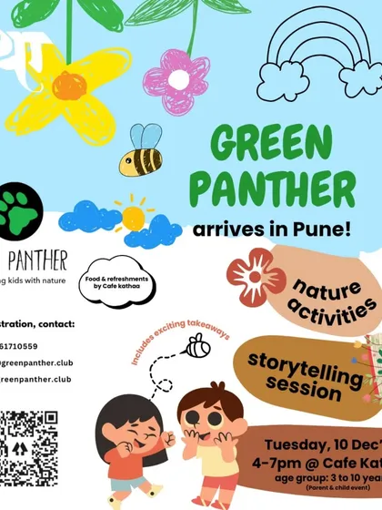 Our official launch poster for Pune. We love collaborating with local spaces like Cafe Kathaa to host our get-togethers, bringing nature activities and storytelling to new communities.