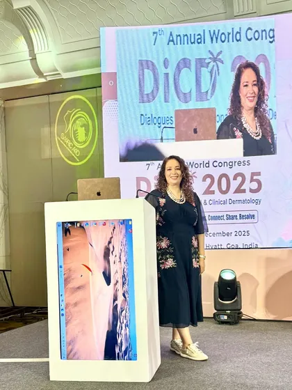 On stage at the 7th Annual World Congress, DiCD 2025 in Goa. It is always an honor to share my knowledge and connect with fellow dermatologists at such prestigious events.