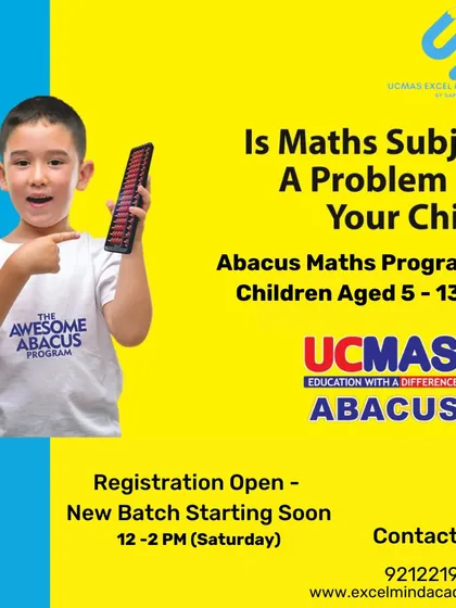If math is a problem for your child, our UCMAS Abacus program for ages 5-13 is the answer. Registration is open for our new batch.