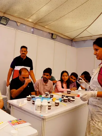 I absolutely love sharing my passion with fellow creators. Here I am, guiding a resin art workshop for architects and designers at the Design India Expo. It's amazing to see professionals explore new materials and find fresh inspiration.
