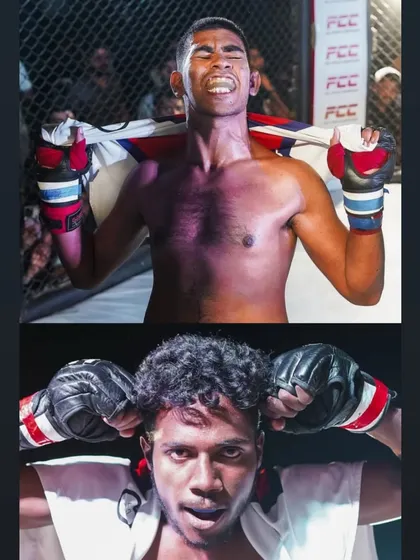 Champions start to shine. This collage captures the raw emotion and intensity of our fighters after a hard-earned victory. Hard work beats talent every time.