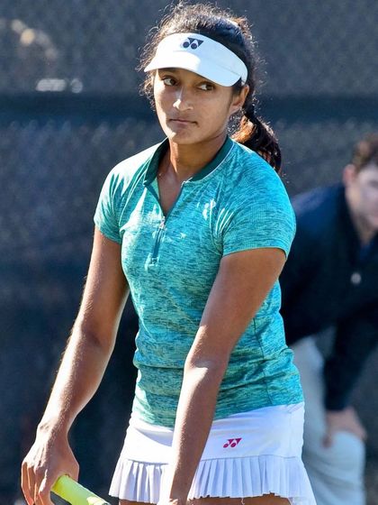 Sahaja maintains intense focus between points, a critical aspect of the mental toughness we instill in our athletes.