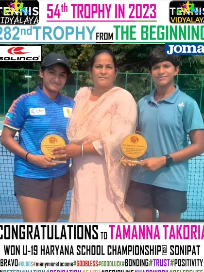 Congratulations to Tamanna Takoria for winning the U-19 Haryana School Championship in Sonipat.