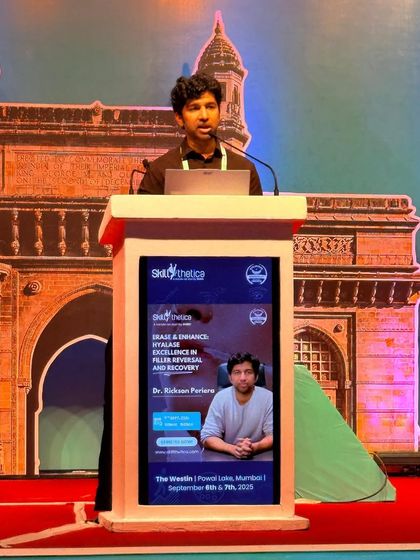 True expertise in fillers isn't just about injecting, but also knowing how to reverse them safely. Here I am speaking at the Skillthetica conference on the use of hyaluronidase, the enzyme that dissolves hyaluronic acid fillers, which is critical for managing complications.