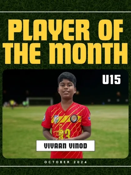 Vivaan Vinod, the U15 Player of the Month for October 2024.
