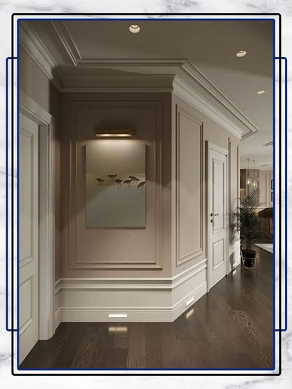 Another angle of the same elegant corner, highlighting how the lighting and shadows play on the detailed mouldings. It’s these subtle details that create a truly high-end feel.