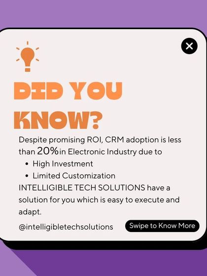We address the fact that CRM adoption in the electronics industry is below 20% due to high costs and complexity. Our solution, ITS Connect PRO, was created to be an easy-to-adopt and affordable alternative for our partners.