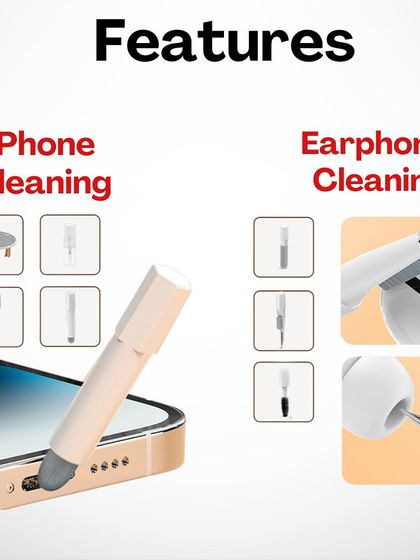 The cleaning kit includes specialized tools for both phone and earphone cleaning, ensuring every nook and cranny of your most-used gadgets can be kept hygienic.