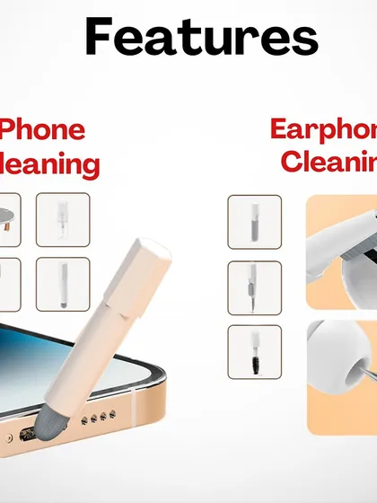 The cleaning kit includes specialized tools for both phone and earphone cleaning, ensuring every nook and cranny of your most-used gadgets can be kept hygienic.