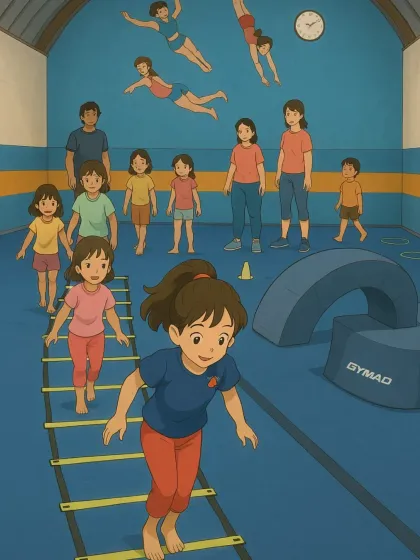 Where gymnastics meets art. We see the magic in every movement, captured here in a whimsical illustration inspired by the beautiful storytelling of Studio Ghibli.