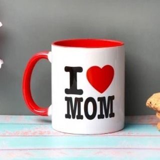A classic "I Love Mom" mug with a bold design and a red interior. It's a straightforward and heartfelt gift to show your appreciation for your mother on her birthday or any day.