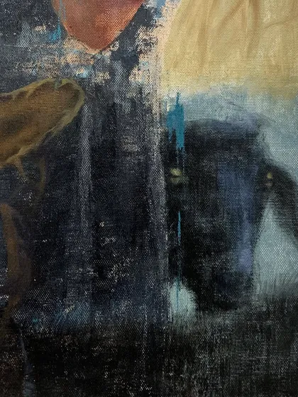 A close-up detail from "Choice of Living," focusing on the abstract textures and the interplay of light and shadow.
