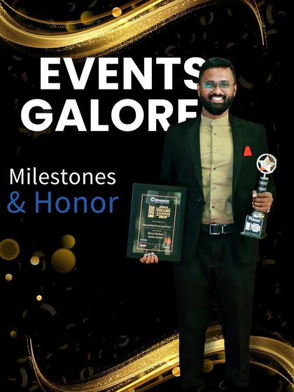 A graphic celebrating the milestones and honors Events Galore has achieved. These awards are not just trophies; they are promises of quality and excellence to my future clients.