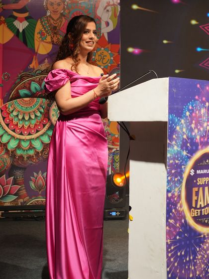 On stage for the Maruti Suzuki family day. These events are all about creating a fun, relaxed atmosphere where employees and their families can connect.