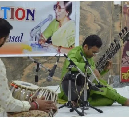 A view from the side of the stage during the Meerut concert.