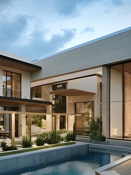 Nestled in Chattarpur, this L-shaped farmhouse is a seamless blend of modern design and thoughtful functionality. Innovative screen walls elegantly separate the pool area from the driveway, ensuring privacy.