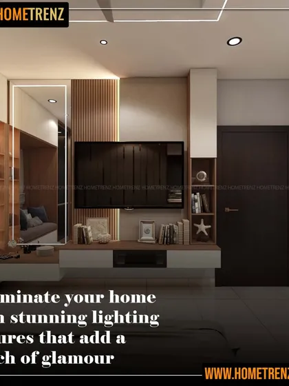I use lighting to add a touch of glamour. This bedroom's TV unit features a mix of wood paneling and mirrors, with backlighting and spotlights to create a stunning focal point.