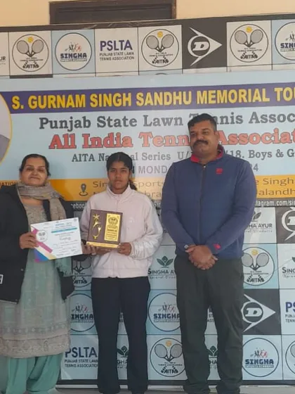 Manshi Singh making her mark at the AITA National Series U-18 doubles tournament in Jalandhar.