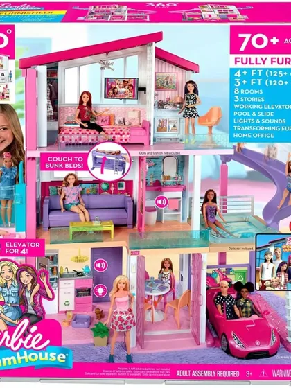 The Barbie Malibu House is another fantastic rental option, offering two stories and six rooms of fun. It even transforms, with a living room that becomes a home movie theater.