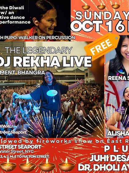 Another flyer for the massive, free Diwali celebration at South Street Seaport. My event production services are perfect for large-scale public festivals that require a dynamic musical centerpiece.