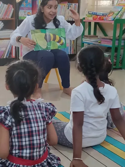 Using large, colorful illustrations, our storyteller explains the life cycle of a butterfly. Our sessions are not just fun but also educational, introducing kids to concepts from nature and science.