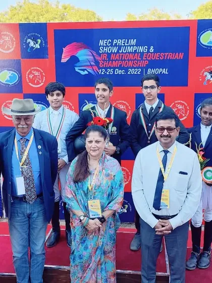 Our riders on the podium at the JNEC show jumping event in Bhopal. It is always a proud moment to see them recognized for their hard work.
